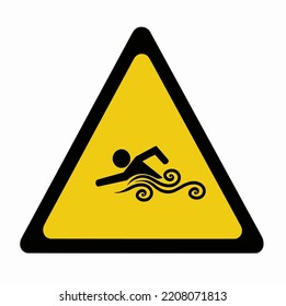 Swimming area yellow Triangle sign isolated on white background , Illustration vector 