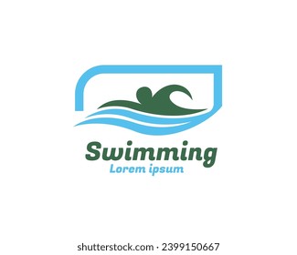 swimming art logo design template illustration inspiration