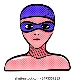 Swimming athlete halftone icon hand drawn color vector illustration