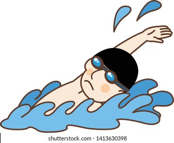 swimming backstroke man in the water
