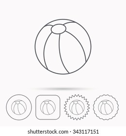 Swimming ball icon. Beach toy sign. Linear circle, square and star buttons with icons.