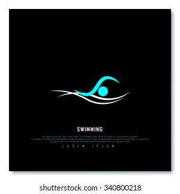 Swimming Black Freehand Sketch Graphic Design Vector Illustration EPS10