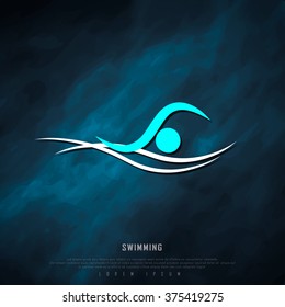 Swimming Black Freehand Sketch Sparse Graphic Design Vector Illustration EPS10
