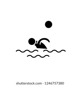 Swimming black icon, vector sign on isolated background. Swimming concept symbol, illustration 