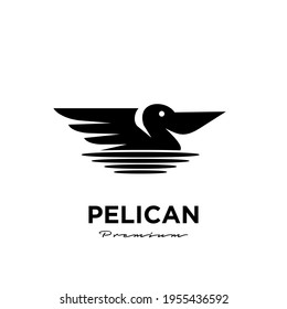 swimming black pelican vector logo icon illustration isolated background
