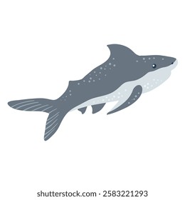Swimming blue shark isolated on white