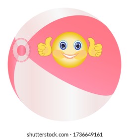 Swimming bouncy ball - isolated on white background - vector. Summer rest. Let's go to the beach.