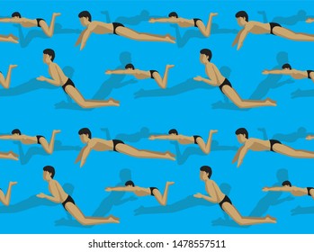 Swimming Breaststroke Vector Illustration Seamless Background Wallpaper Pattern-01