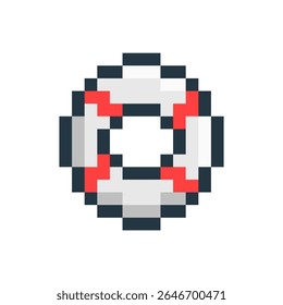Swimming buoy pixelated icon. Marine safety equipment icon in pixel art style. Isolated vector illustration