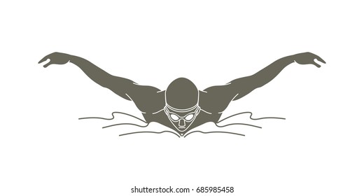 Swimming butterfly, man swimming graphic vector