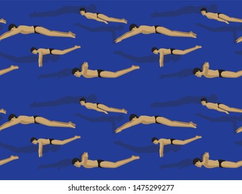 Swimming Butterfly Vector Illustration Seamless Background Wallpaper Pattern-01