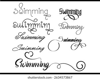 Swimming Calligraphy Typography Logo – Elegant Handwritten Emblem for Swim Teams, Clubs, and Sports Brands