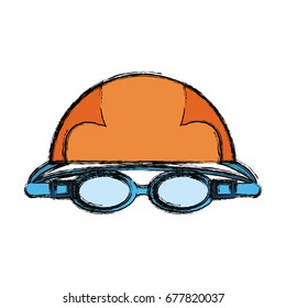 Swimming cap and glasses