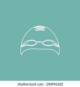 Swimming cap with glasses icon