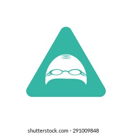 Swimming cap with glasses icon