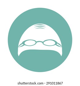 Swimming cap with glasses icon