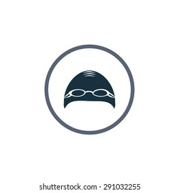 Swimming cap with glasses icon
