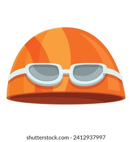 Swimming cap with glasses icon cartoon vector. Swim equipment. Perfect aquatic