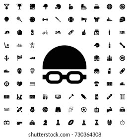 Swimming cap and glasses icon. set of filled sport icons.