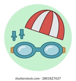 Swimming Cap and Goggles Illustration