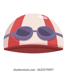 Swimming cap with goggles, ready for a refreshing dip in the pool or open water