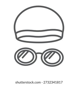 Gorro de natación y gafas, Vector, icono.