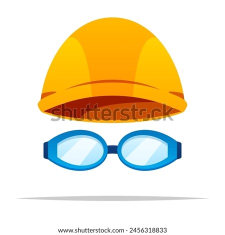 Swimming cap and goggles vector isolated illustration