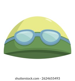 Swimming cap with goggles is waiting for a swimmer to dive into the water and start training