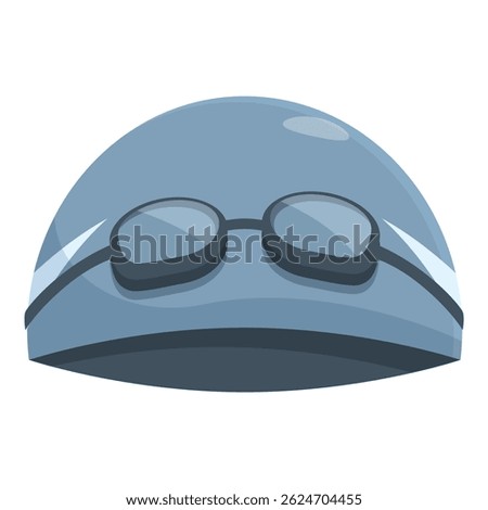 Swimming cap is paired with goggles, showcasing essential gear for aquatic activities