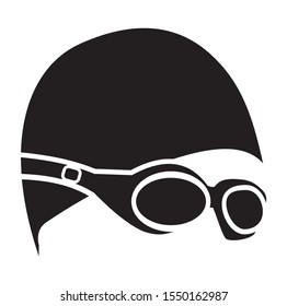 Swimming cap and Swimmer black vector simbol