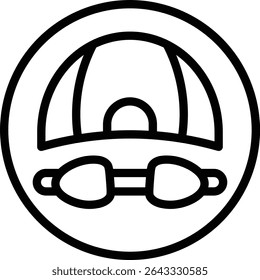 Design de ícone de linha de vetor de tampa de natação
