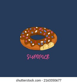 Swimming cartoon circle. Rubber toys for playing in the pool, a donut. A postcard with a circle for summer swimming. Vector illustration