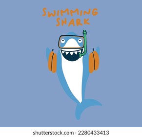 swimming cartoon shark vector design
