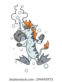Swimming Cartoon Zebra