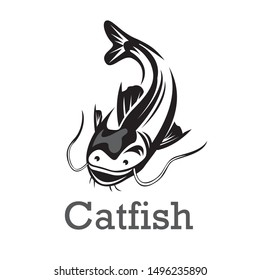 Swimming catfish up view logo design inspiration