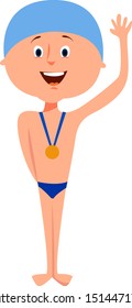 Swimming chapm, illustration, vector on white background.