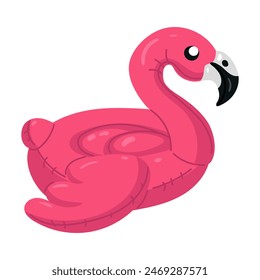 A swimming circle in the form of a pink flamingo with a large long neck, a large floating bird. This bird float is perfect for a summer themed pool party. Isolated vector illustration