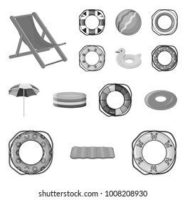 swimming circle monochrome icons in set collection for design. Different lifebuoys vector symbol stock web illustration.