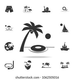 swimming circle and palm trees icon. Detailed set of beach holidays icons. Premium quality graphic design. One of the collection icons for websites, web design, mobile app on white background