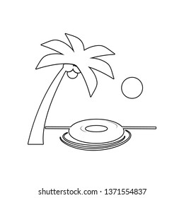 swimming circle and palm trees icon. Element of Beach for mobile concept and web apps icon. Outline, thin line icon for website design and development, app development