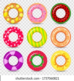 Swimming circles. Beach circle.  Colorful icons swim ring in a flat style.
