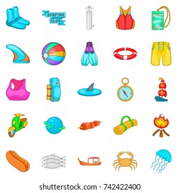 Swimming clothing icons set. Cartoon set of 25 swimming clothing vector icons for web isolated on white background