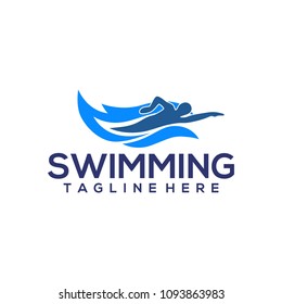 Swimming Club Logo Design. Swimmer icon design. Creative Swimmer Vector.