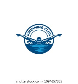 Swimming Club Logo Design. Swimmer icon design. Creative Swimmer Vector.