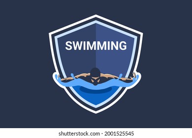 Swimming Club Logo Design. Swimmer icon design. Creative Swimmer Vector.