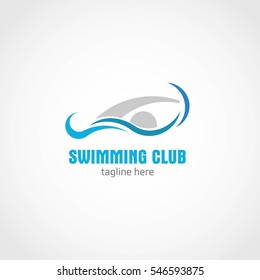 Swimming Club Logo Design Template. Vector Illustration