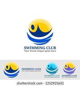 swimming club logo with sun gradation