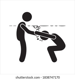 Swimming coach icon, vector and glyph