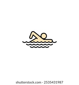 Swimming colored vector icon on white background