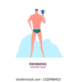 Swimming competition icon. Editable vector illustration in bright colors isolated on white background. Pictograms collection. Healthy lifestyle graphic design. Sport, healthcare, concept